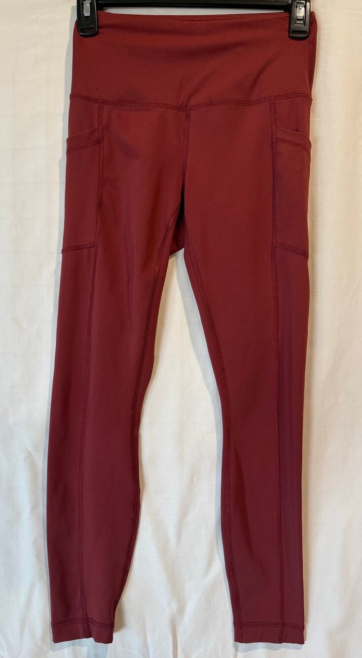 Women's 90 Degree by Reflex Leggings ankle activewear red maroon XS pockets